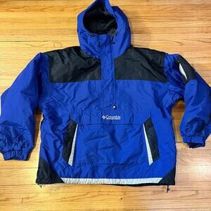 Columbia Sport Coat Mens XL Parka Jacket Pullover Hooded ANORAK Blu Ski **